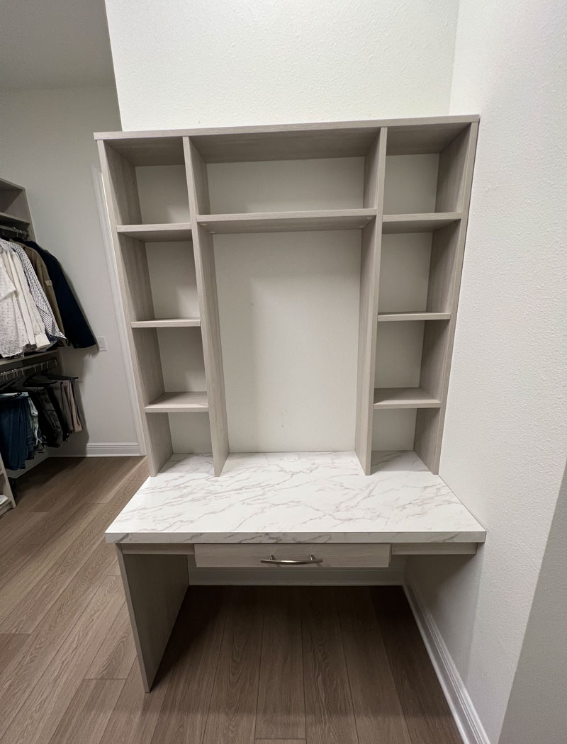 Vanity inside closet